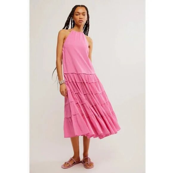 Free People Somewhere Sunny Drop-Waist Maxi Dress | Island Flower | Size L | NWT - Picture 1 of 5